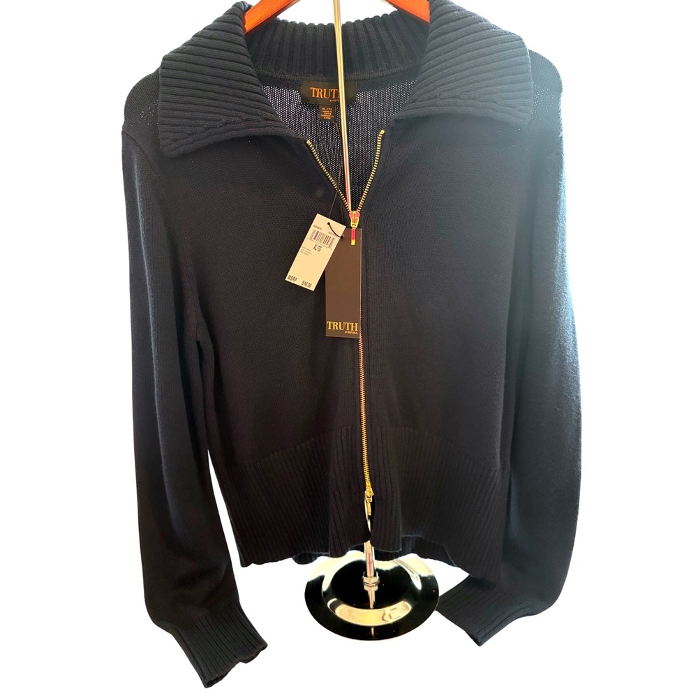 Truth by Republic Mens XL TG Navy Blue Zip Up‎ Sweater